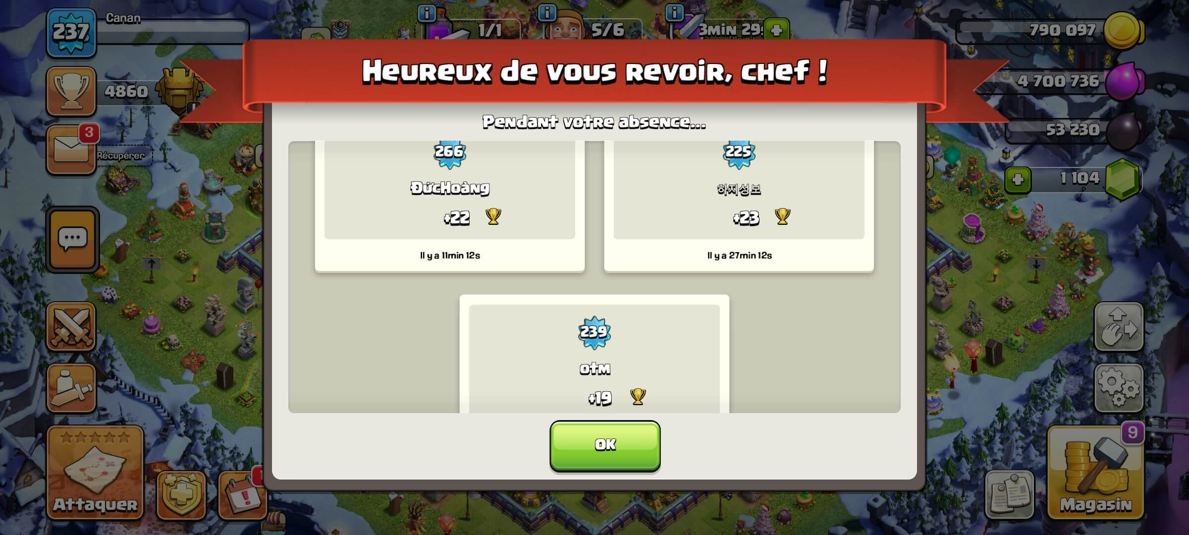 Clash of Clans - Triple défenses gagnées